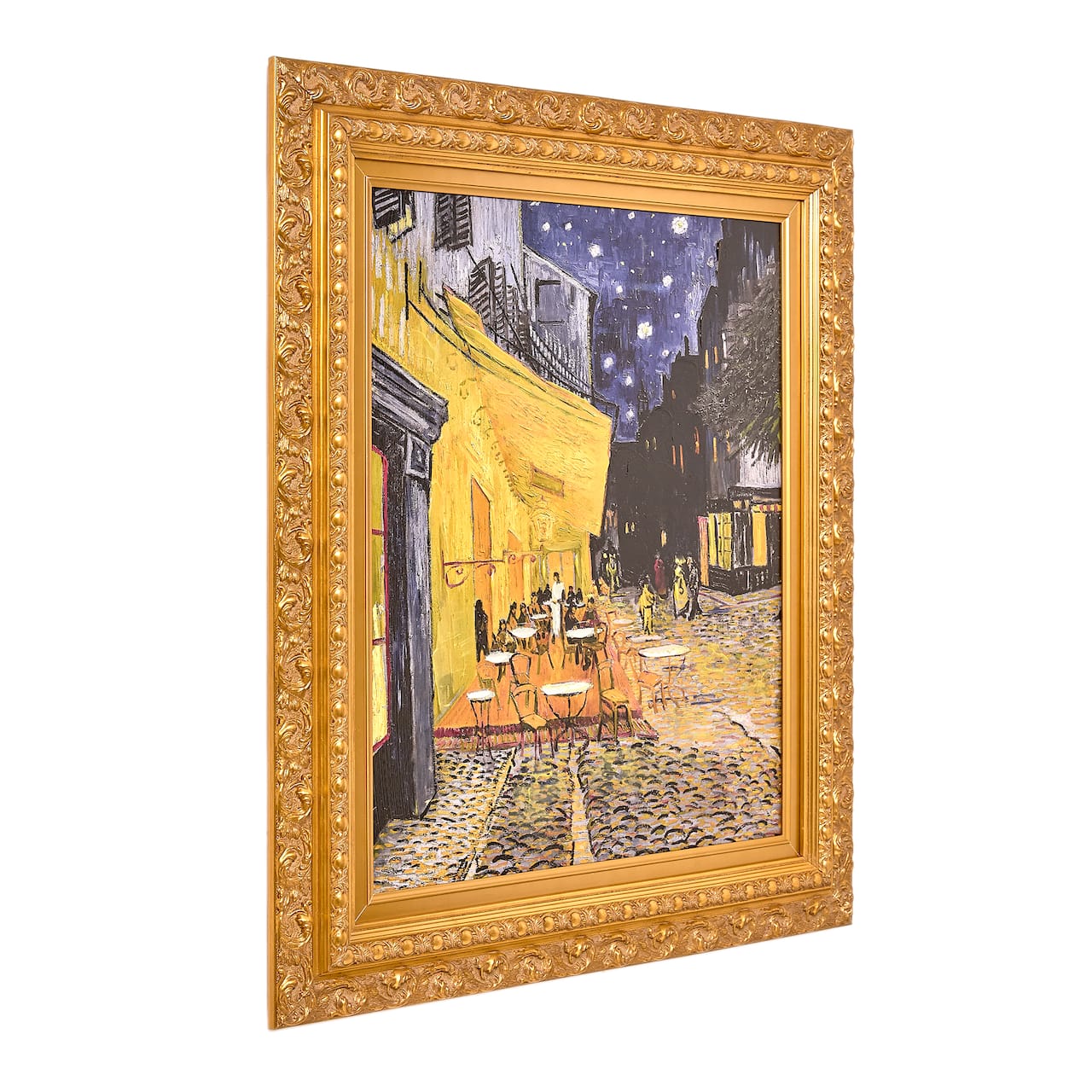 American Art Decor Ornate Framed Cafe Terrace at Night Canvas Print by Vincent van Gogh - 28" x 31.75"